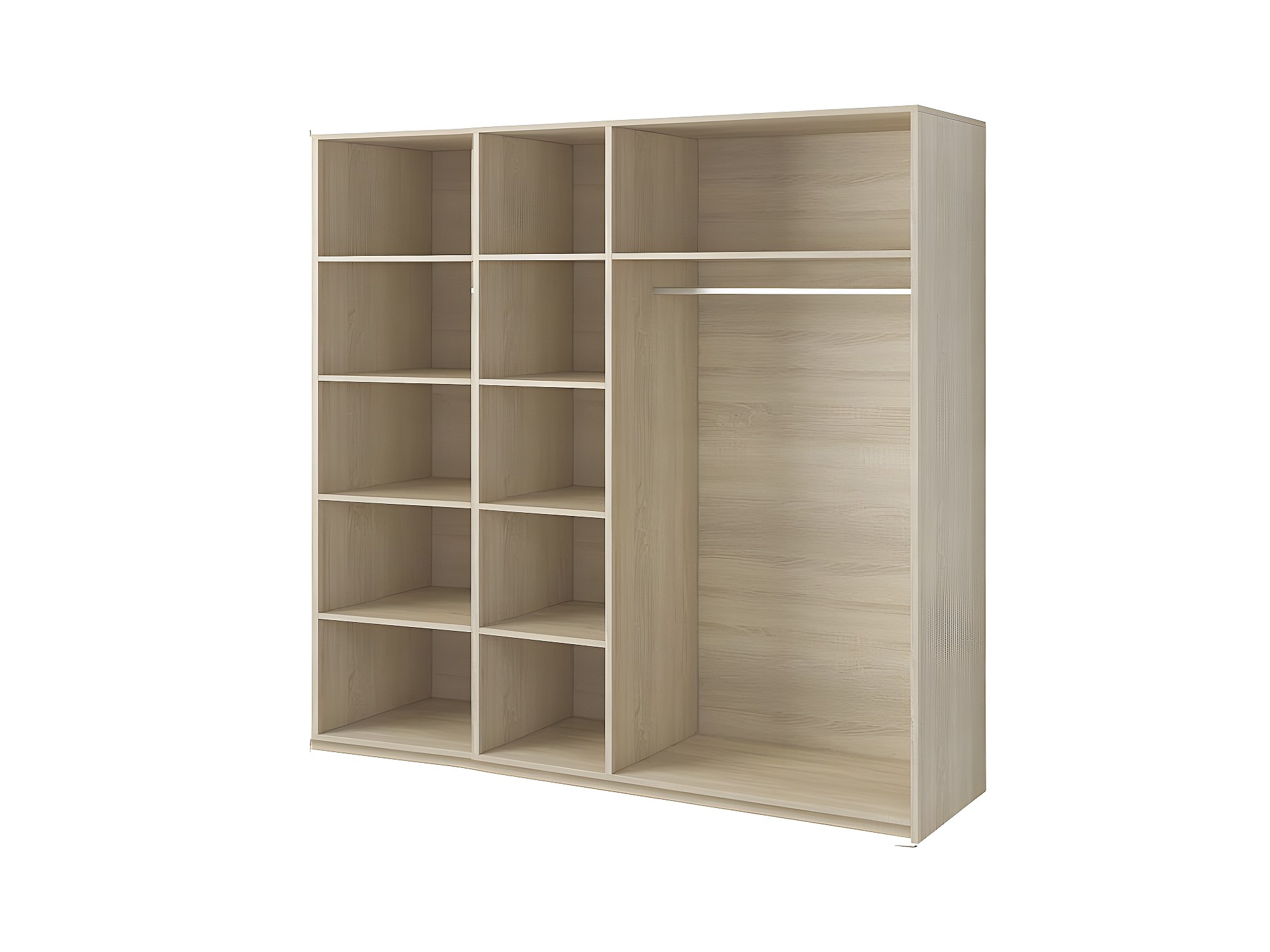 VISBY Armoire 4 portes chambre 2 miroirs Tringle à vêtements 9 étagères 200x196x58 cm