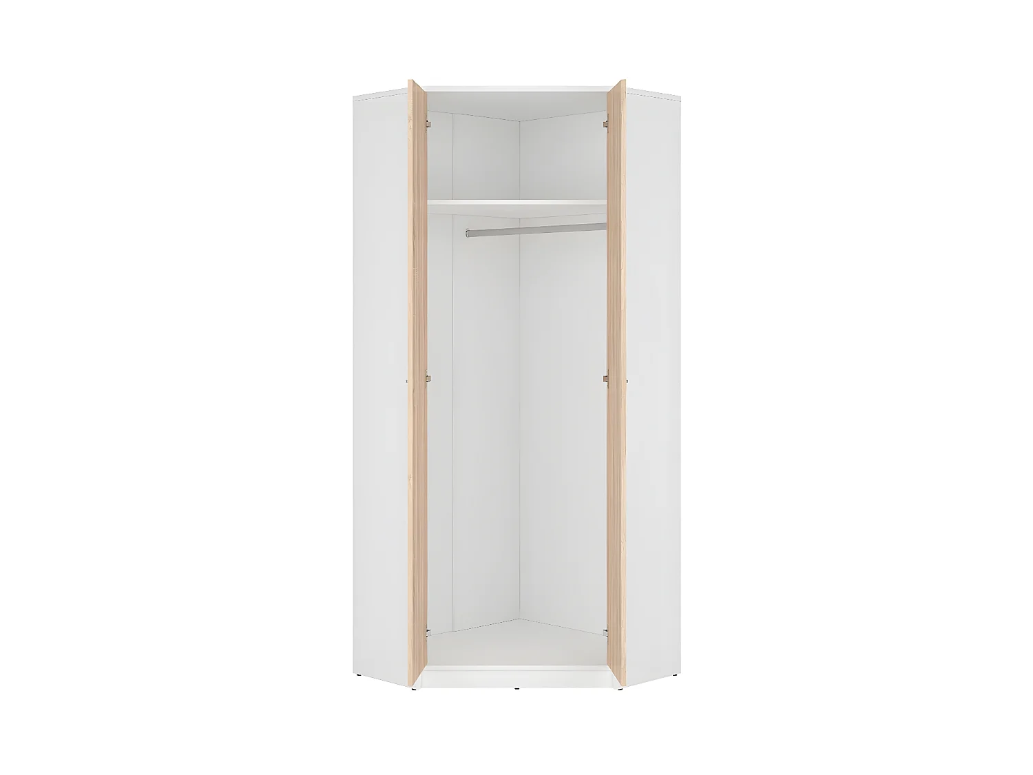AGATTA | Mobile ad angolo soggiorno/camera da letto | Stile scandinavo | 197x79,5x79,5cm | Mensola + barra guardaroba