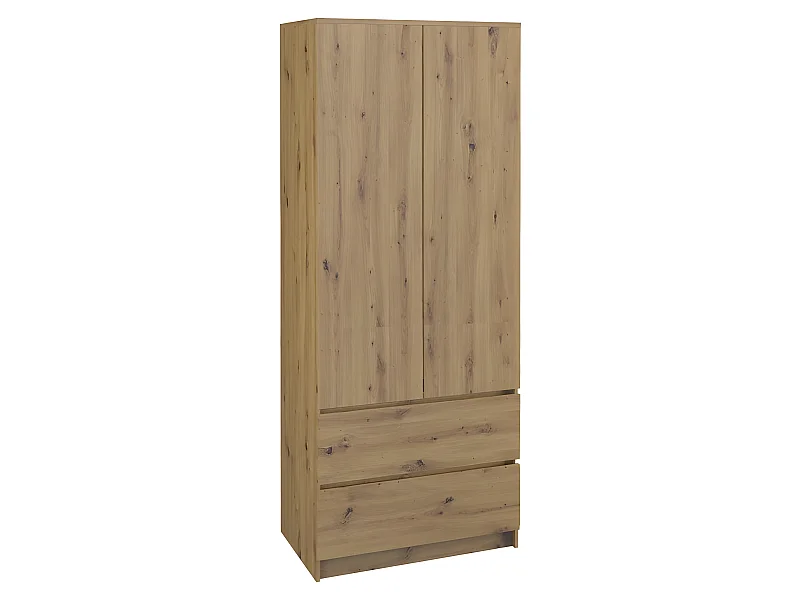 TURIN | Armoire style moderne chambre salon | Penderie multifonctions | 2 portes + tiroirs | Dressing | Système TIP-ON