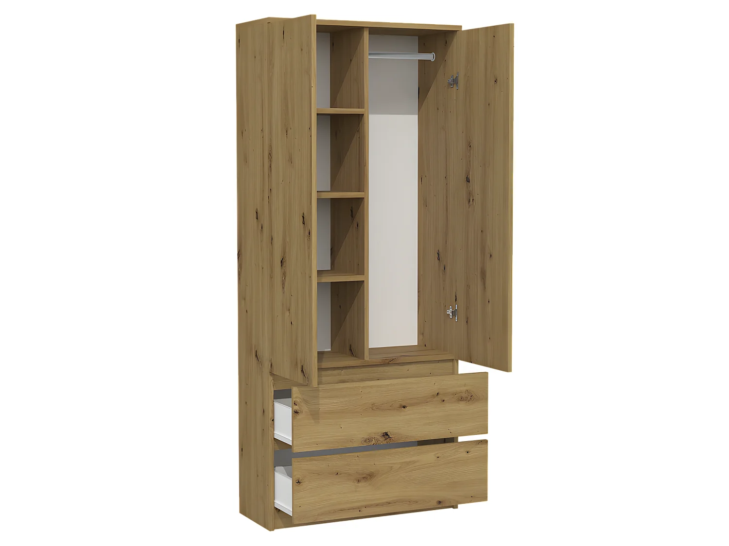 TORINO | Armadio soggiorno camera da letto in stile moderno | Armadio multifunzione | 2 ante + cassetti | spogliatoio | Sistema TIP-ON