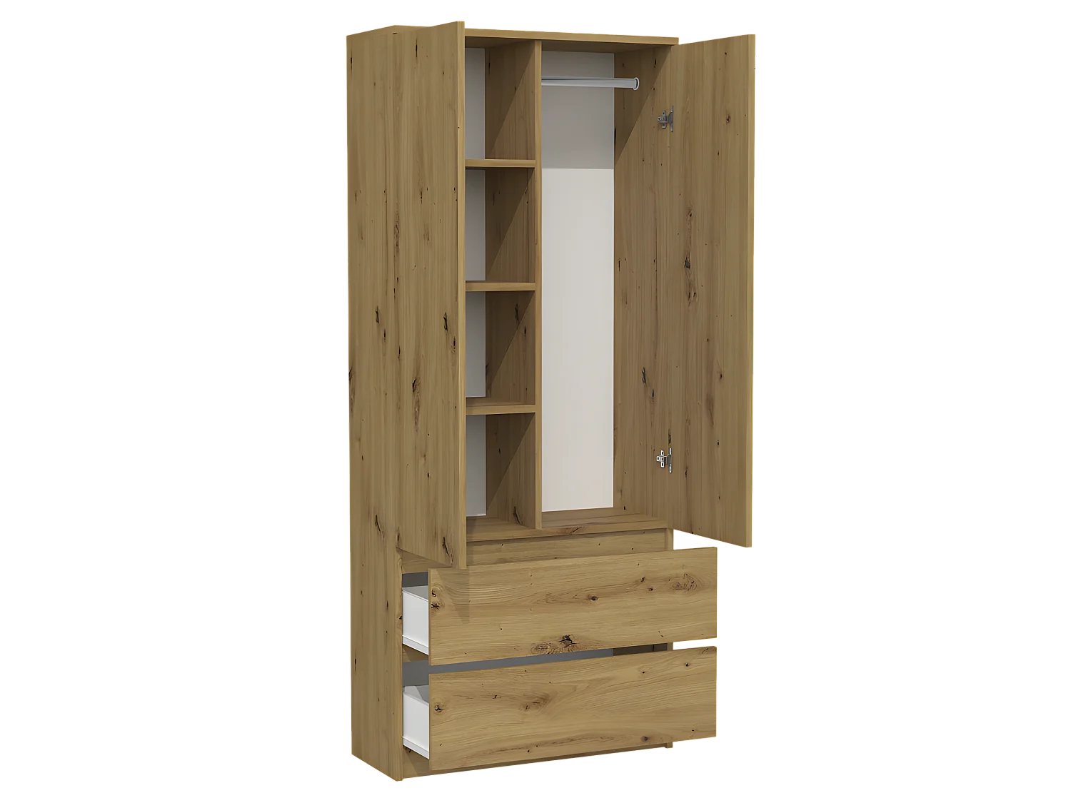 TORINO | Armadio soggiorno camera da letto in stile moderno | Armadio multifunzione | 2 ante + cassetti | spogliatoio | Sistema TIP-ON