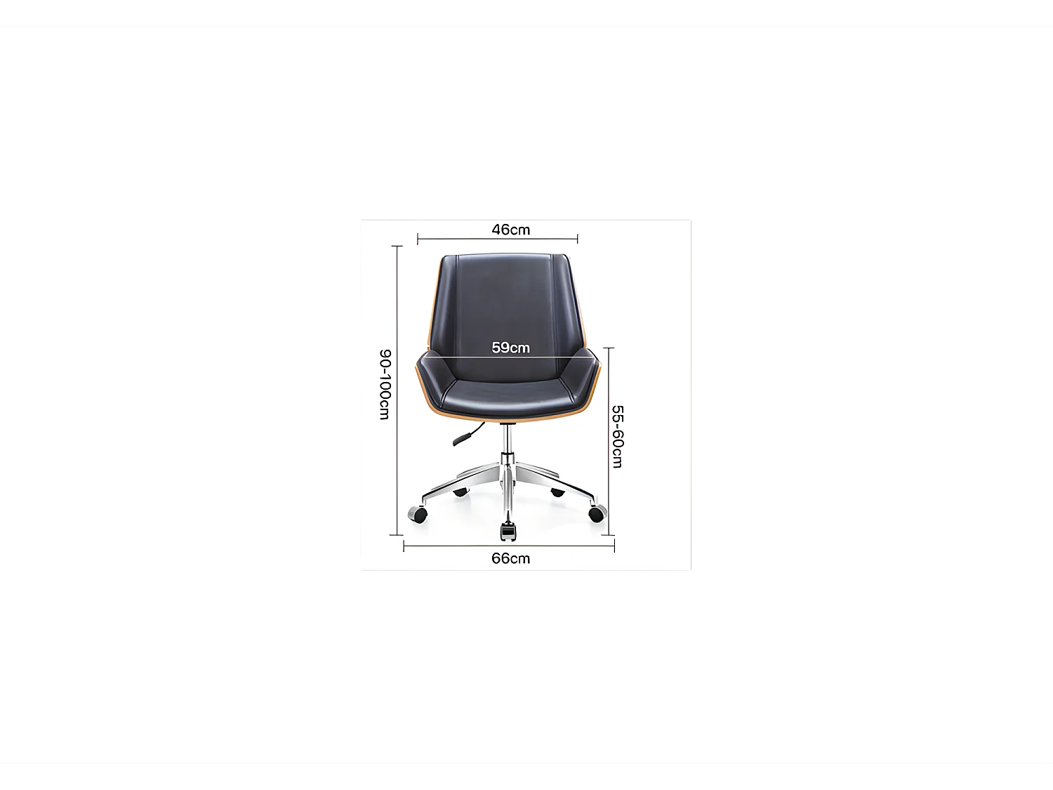RENI - Fauteuil pivotant style moderne bureau - 84-66x60x90 - Réglable en hauteur