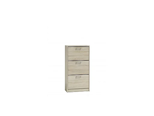 FANO - Zapatero de estilo moderno - 116x60x28 cm - Zapatero 3 puertas 6 nichos - Mueble recibidor - Aspecto madera