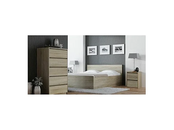 IRIS T2 - Mesita de noche 2 cajones estilo moderno - 55x43x40 cm - Mesita de noche - Mueble auxiliar - Aspecto madera