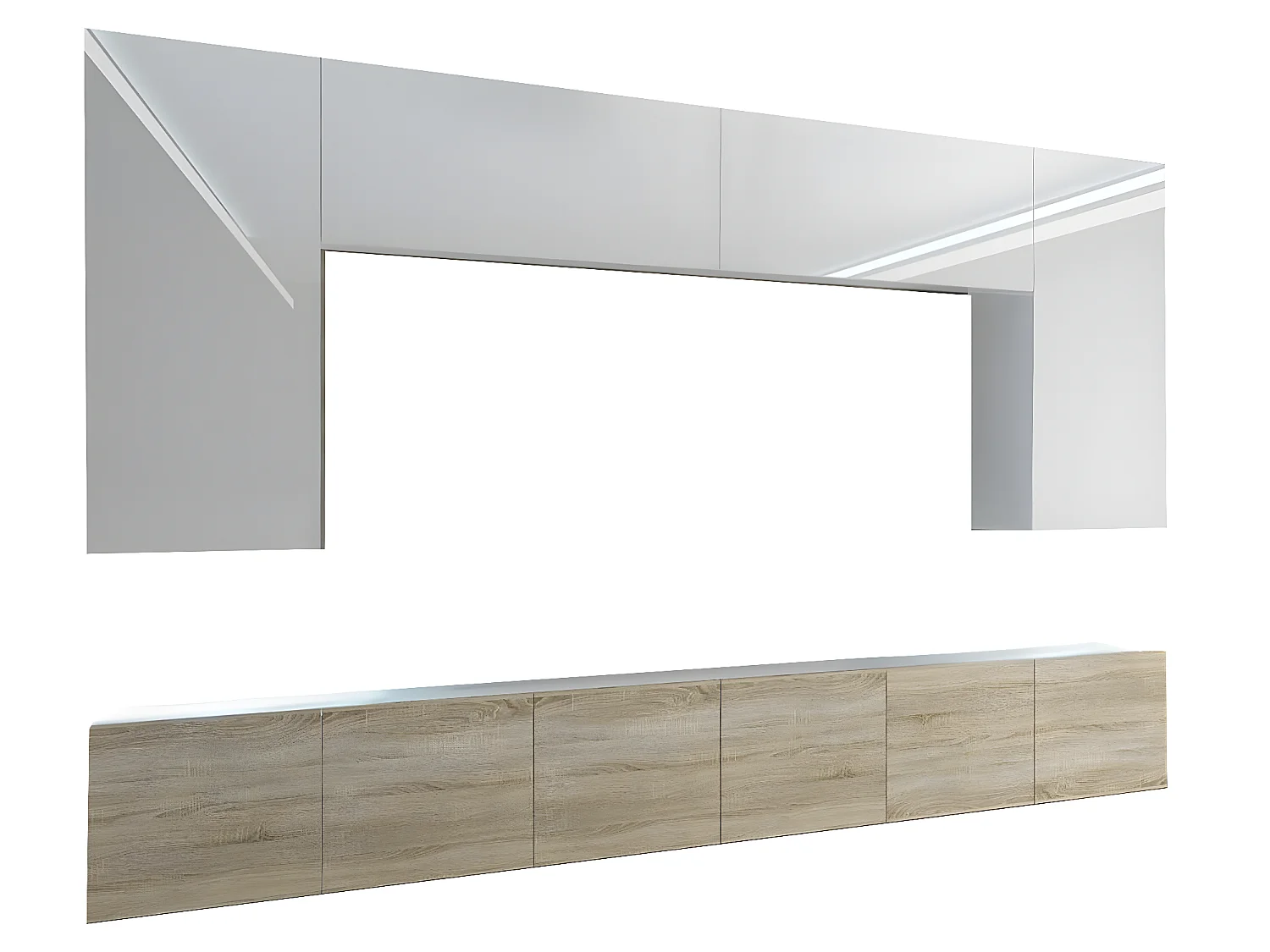 SILLEA | Mueble TV + LED | Unidad de pared de estilo moderno | Ancho 300 cm | Pared de TV para colgar