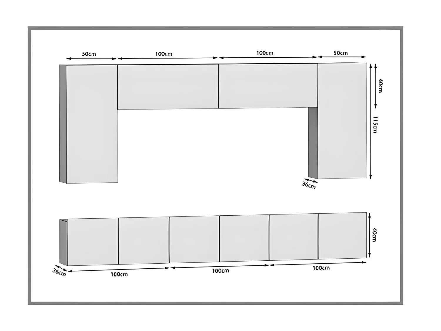 SILLEA | Mueble TV + LED | Unidad de pared de estilo moderno | Ancho 300 cm | Pared de TV para colgar