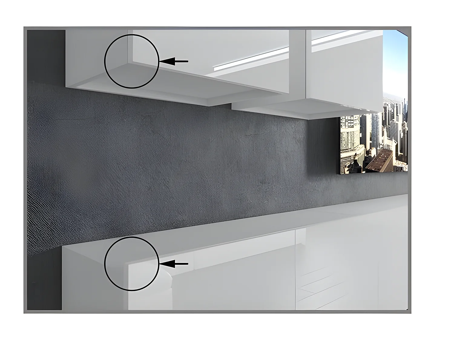 SILLEA | Mueble TV + LED | Unidad de pared de estilo moderno | Ancho 300 cm | Pared de TV para colgar
