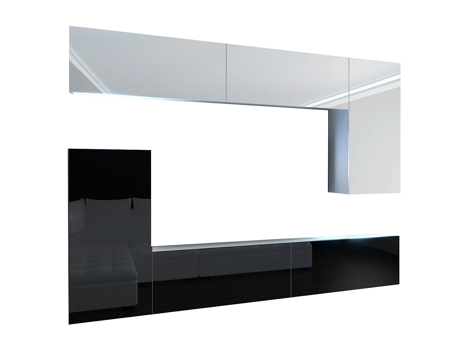 SLIDE | Mobile TV | Pensile in stile moderno | Larghezza 250 cm | Parete TV da appendere | Finitura lucida