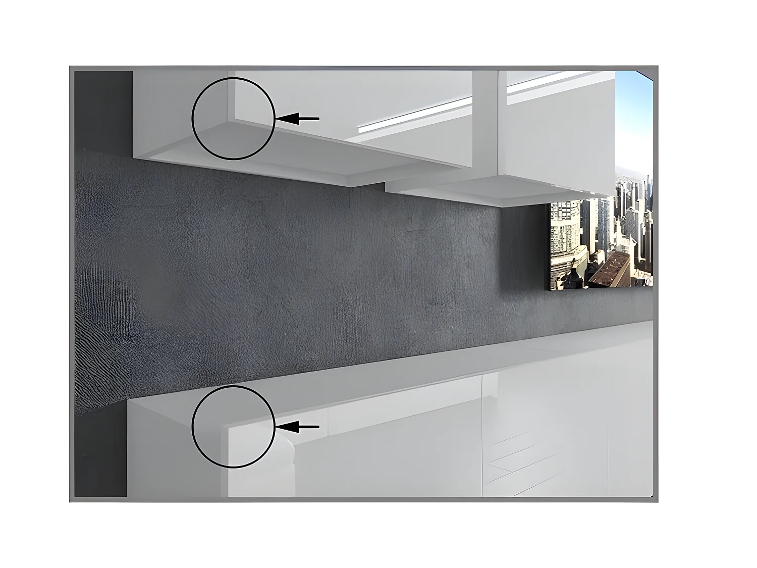 SLIDE | Mobile TV | Pensile in stile moderno | Larghezza 250 cm | Parete TV da appendere | Finitura lucida