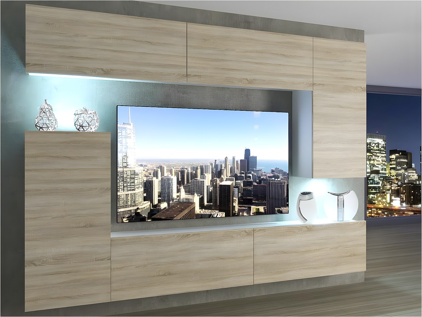 SLIDE Mueble TV + LED Unidad de pared moderna Ancho 250 cm