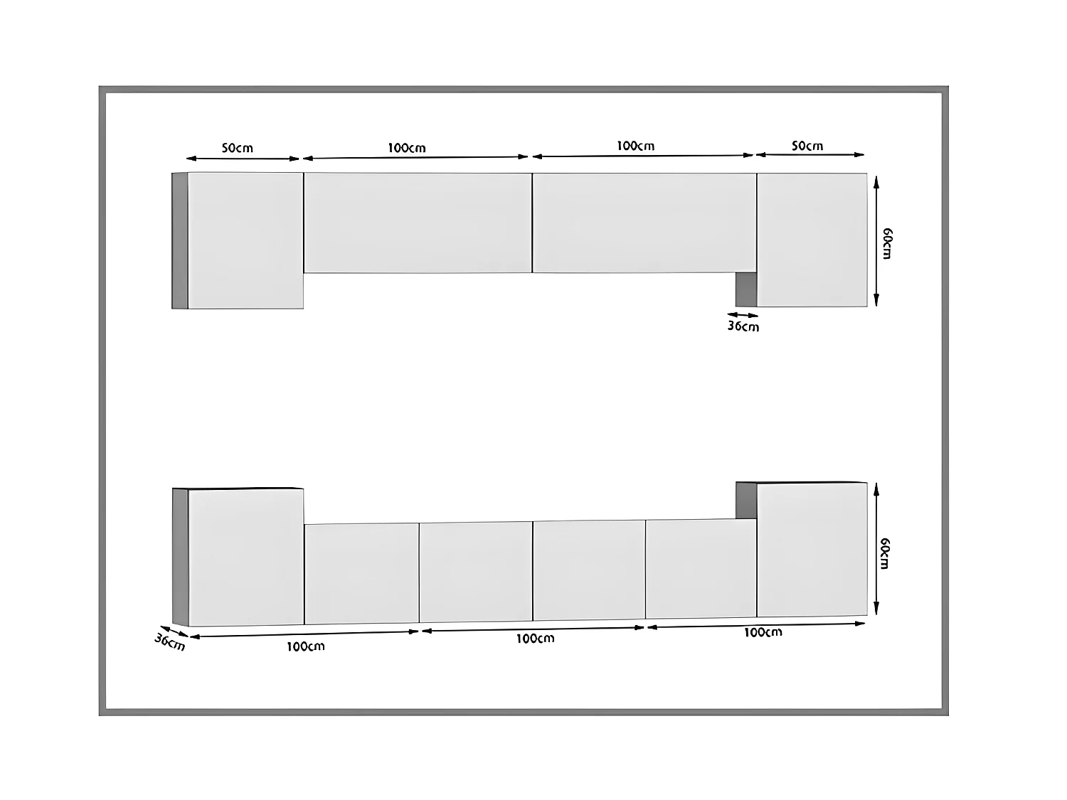 AREN - Ensemble meubles TV - Unité murale largeur 300 cm - Mur TV à suspendre finition gloss - Sans LED
