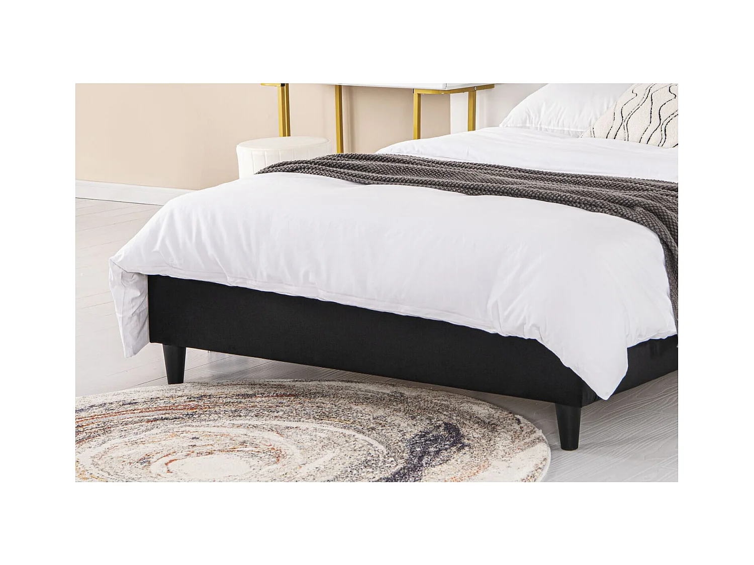 Lit 140x190 cm en velours noir CAMBRIDGE