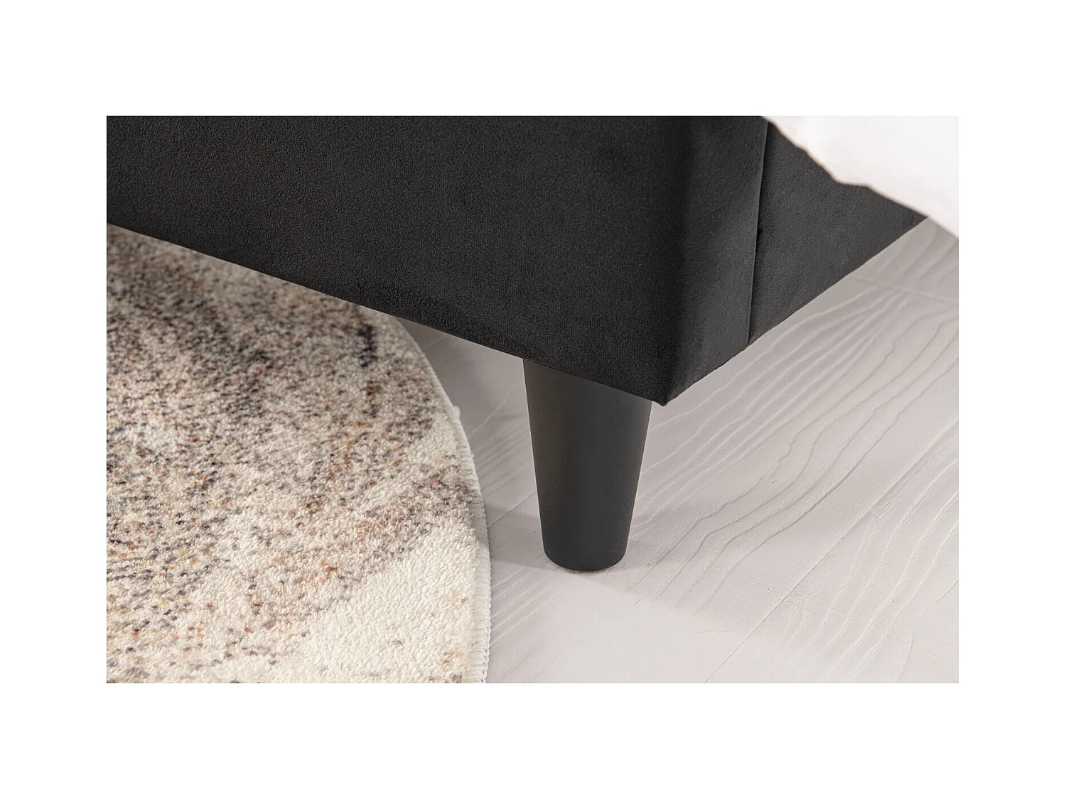 Lit 140x190 cm en velours noir CAMBRIDGE