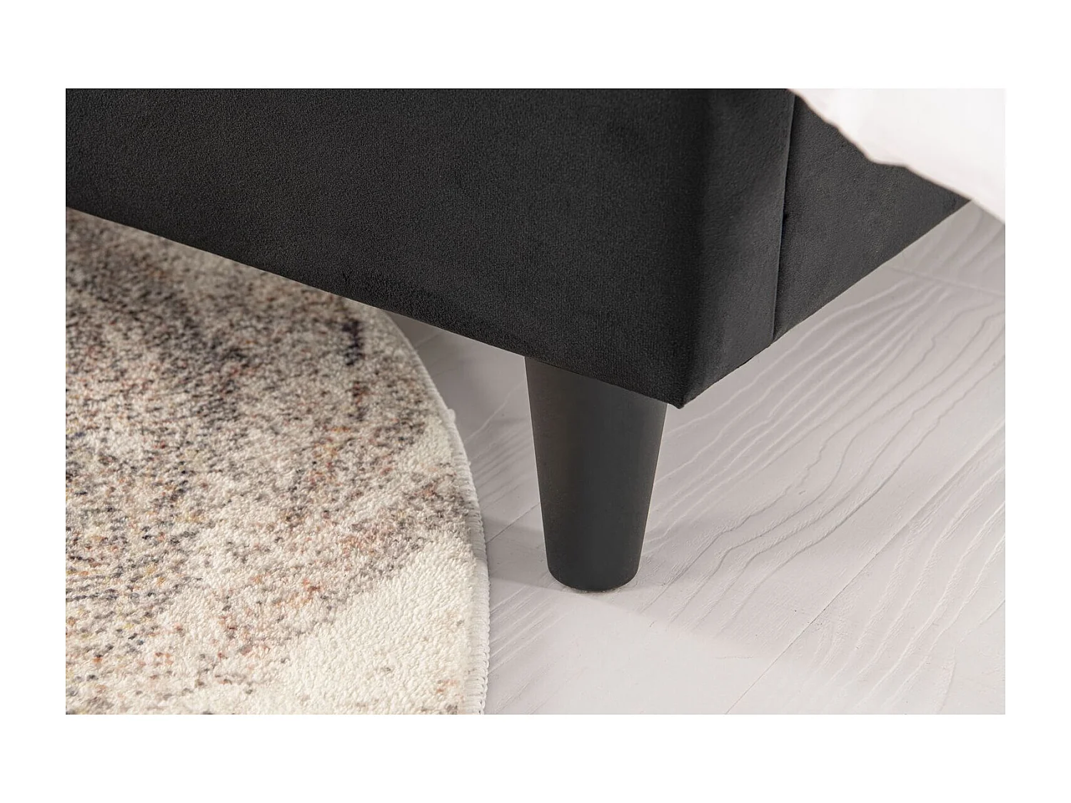 Lit 160x200 cm en velours noir CAMBRIDGE