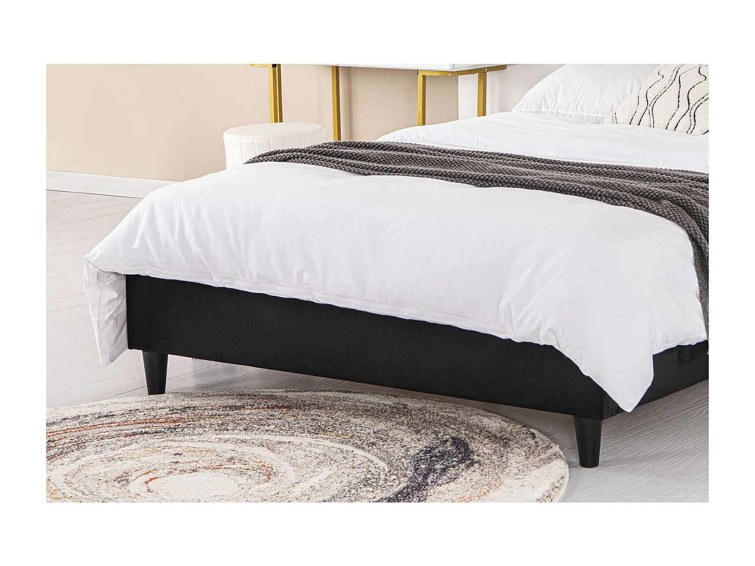 Lit 160x200 cm en velours noir CAMBRIDGE