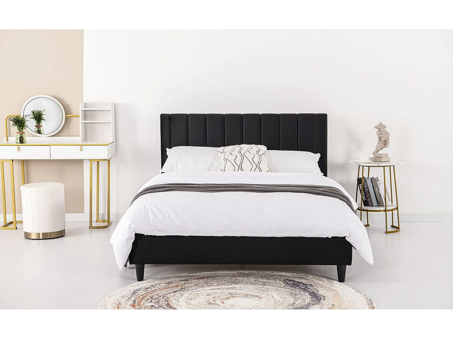 Letto in velluto nero 160x200 CAMBRIDGE