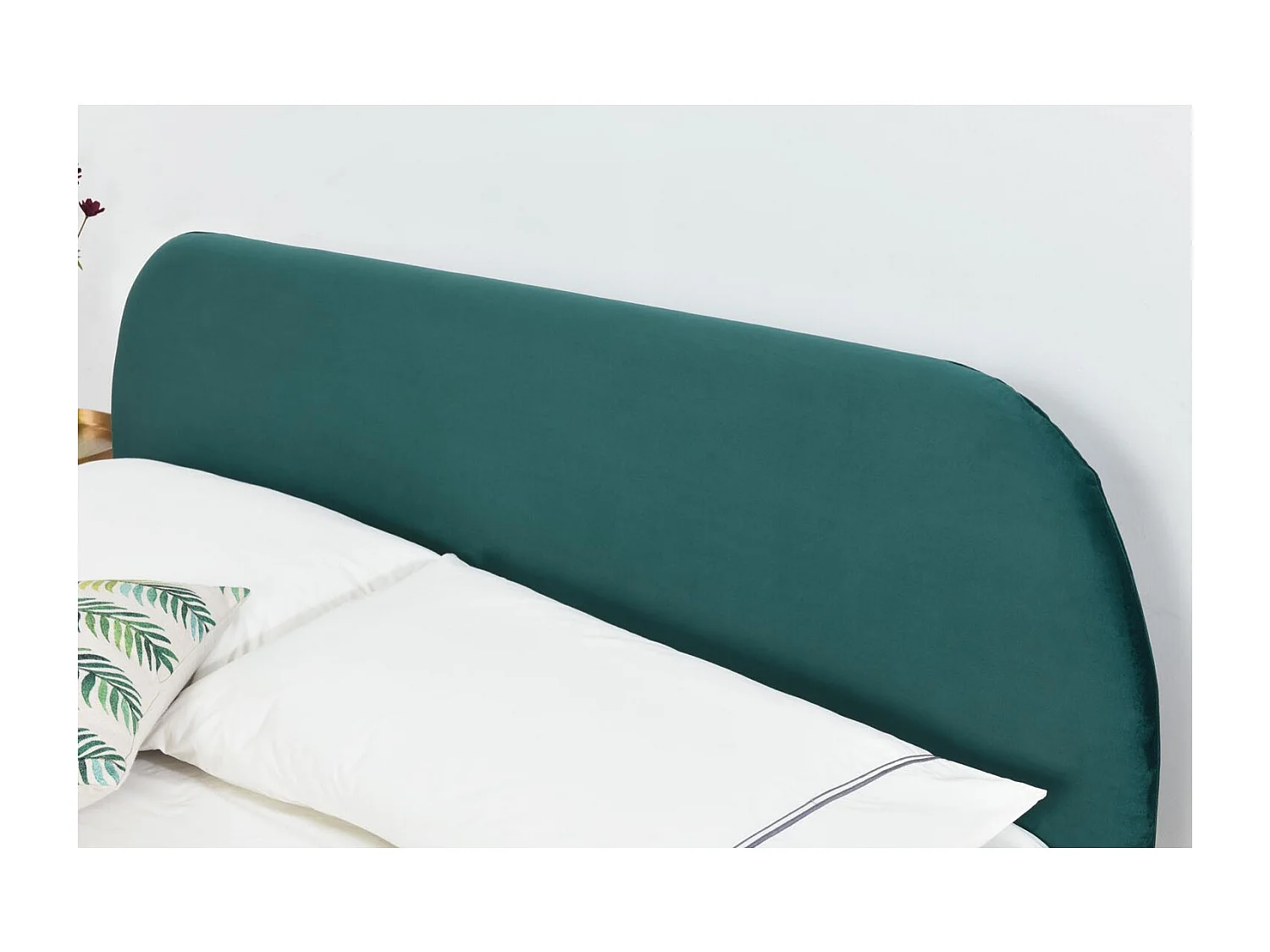 Cama de terciopelo verde y latón 160x200 PHOENIX