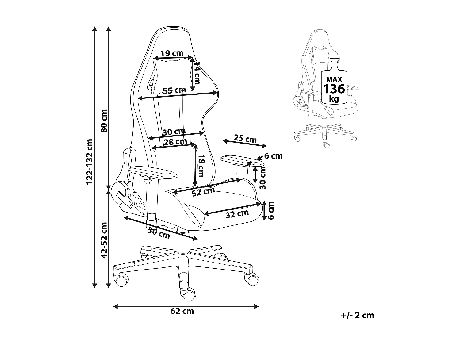 Siège de gaming WARRIOR Gris clair