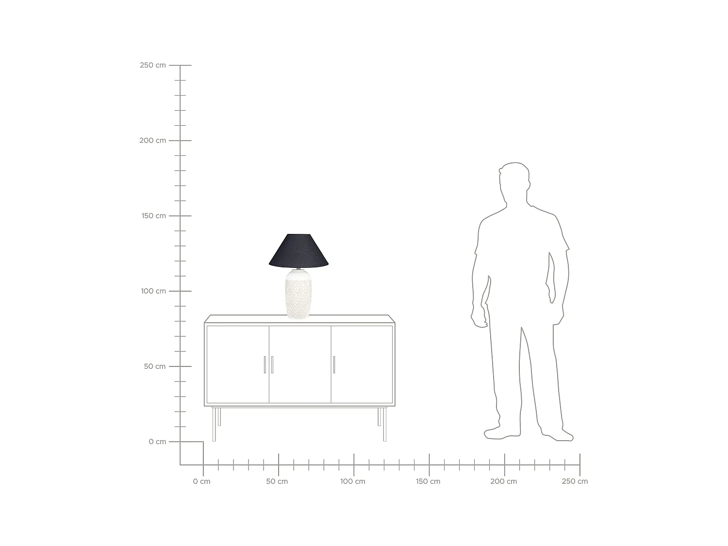 Tischlampe mit Keramiksockel Raumbeleuchtung Schwarz Lampenschirm Beige Telire