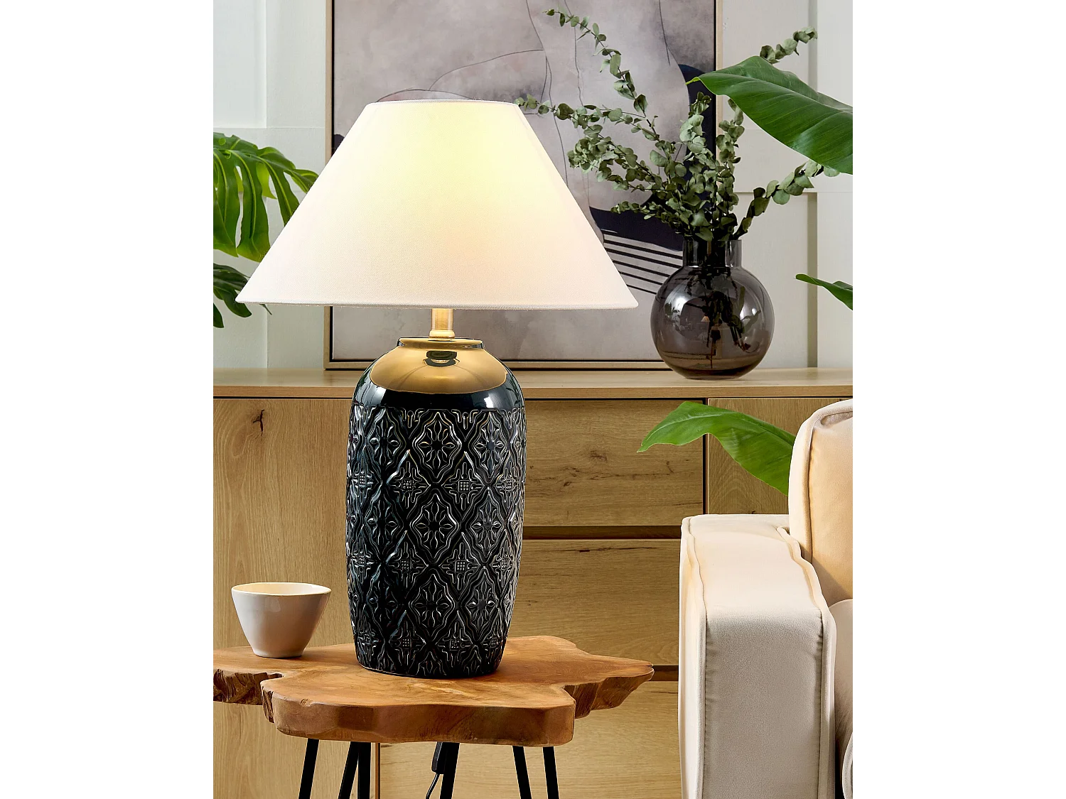 Lampe à poser TELIRE Céramique Bleu foncé