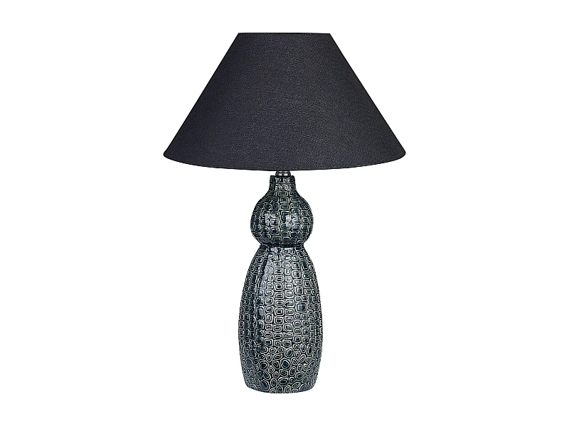 Tischlampe mit Keramiksockel Raumbeleuchtung Schwarz Lampenschirm Dunkelblau und Schwarz Matina