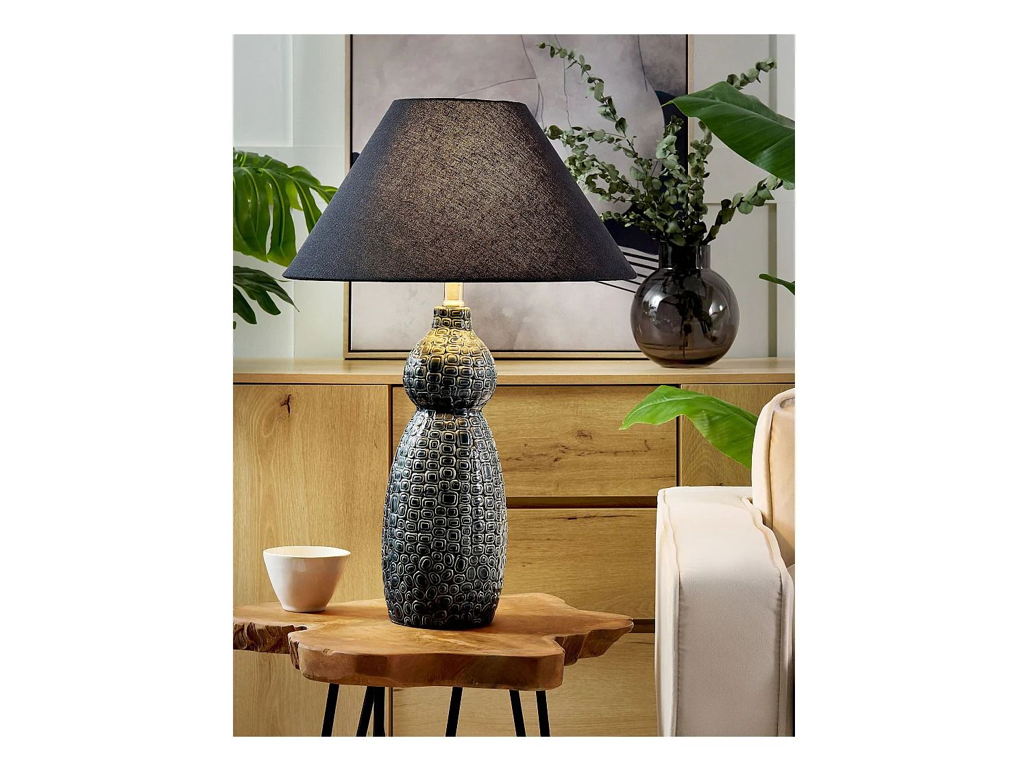 Candeeiro de mesa MATINA Cerâmica Preto