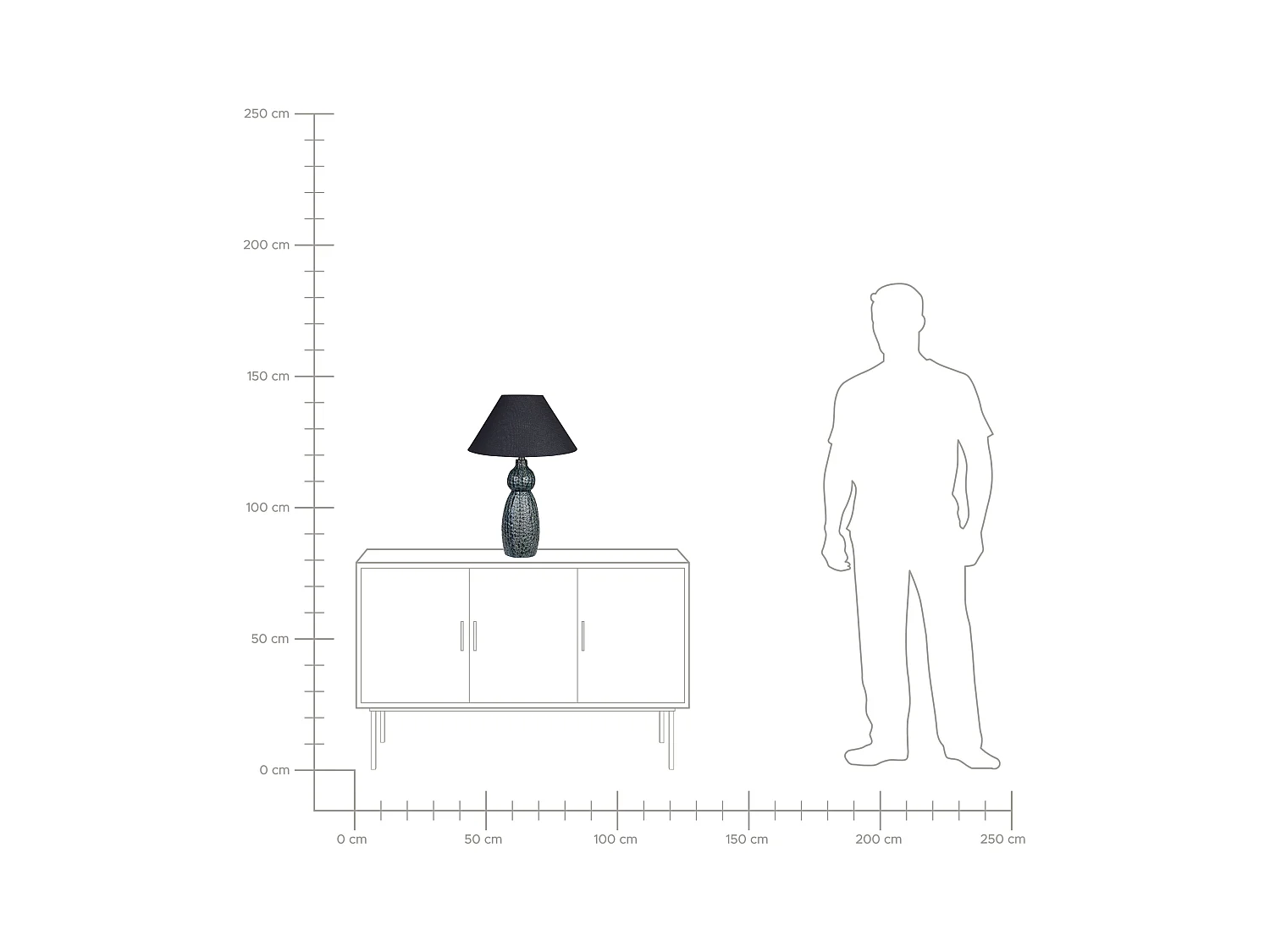Tischlampe mit Keramiksockel Raumbeleuchtung Schwarz Lampenschirm Dunkelblau und Schwarz Matina