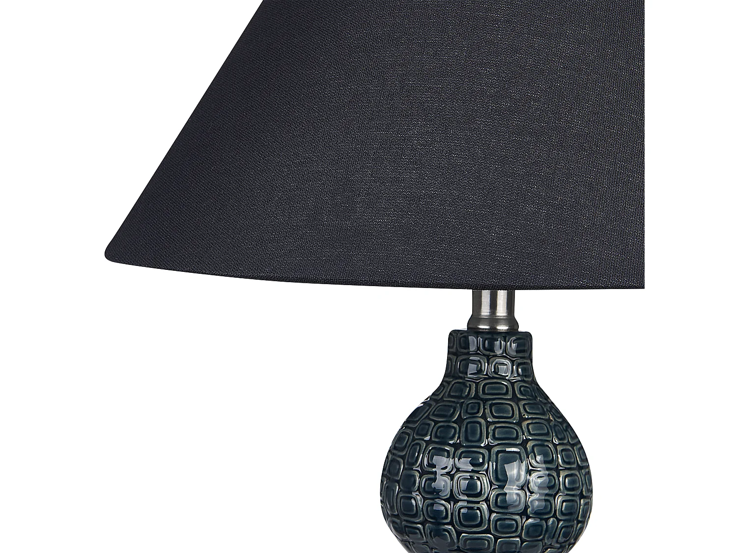 Tischlampe mit Keramiksockel Raumbeleuchtung Schwarz Lampenschirm Dunkelblau und Schwarz Matina
