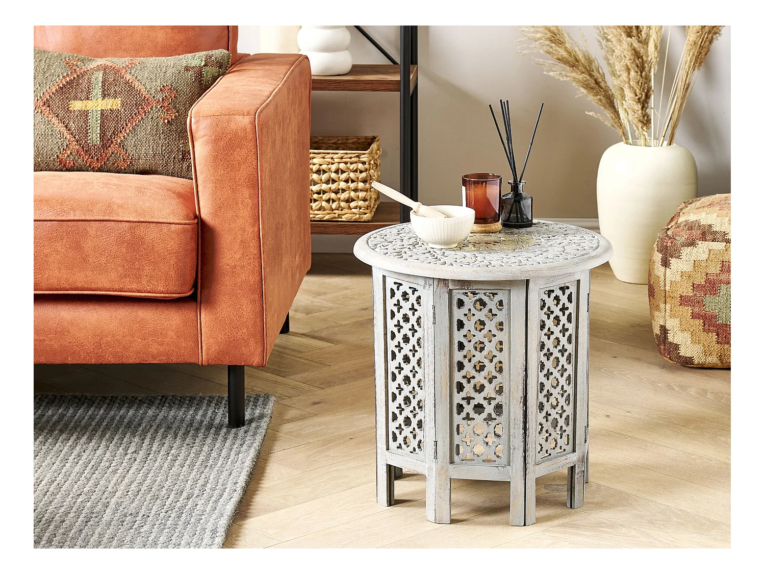 Table d'appoint JAGORI Bois de manguier Gris