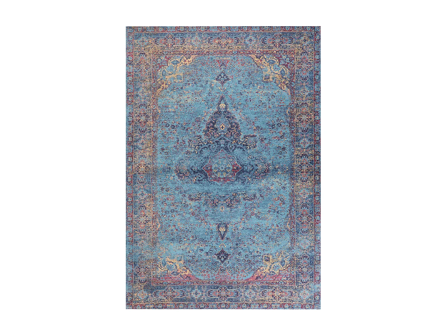 Teppich Baumwolle blau 200 x 300 cm orientalisches Muster Kurzflor KANSU