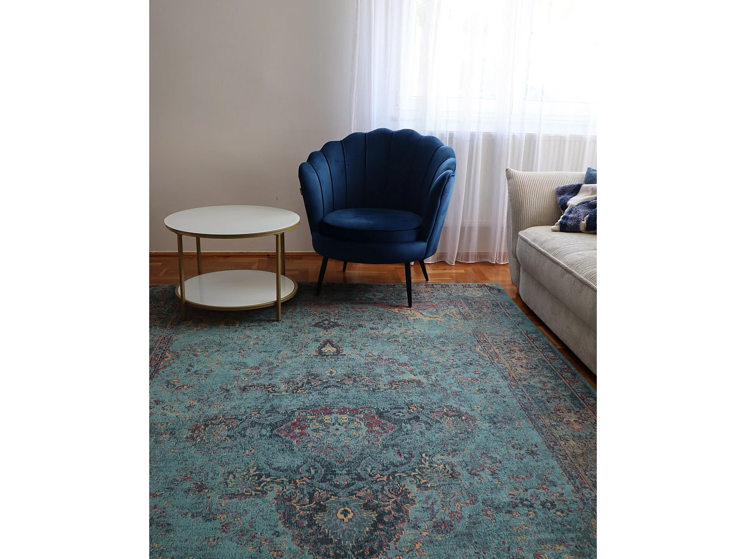 Tapis en coton bleu 200 x 300 cm KANSU