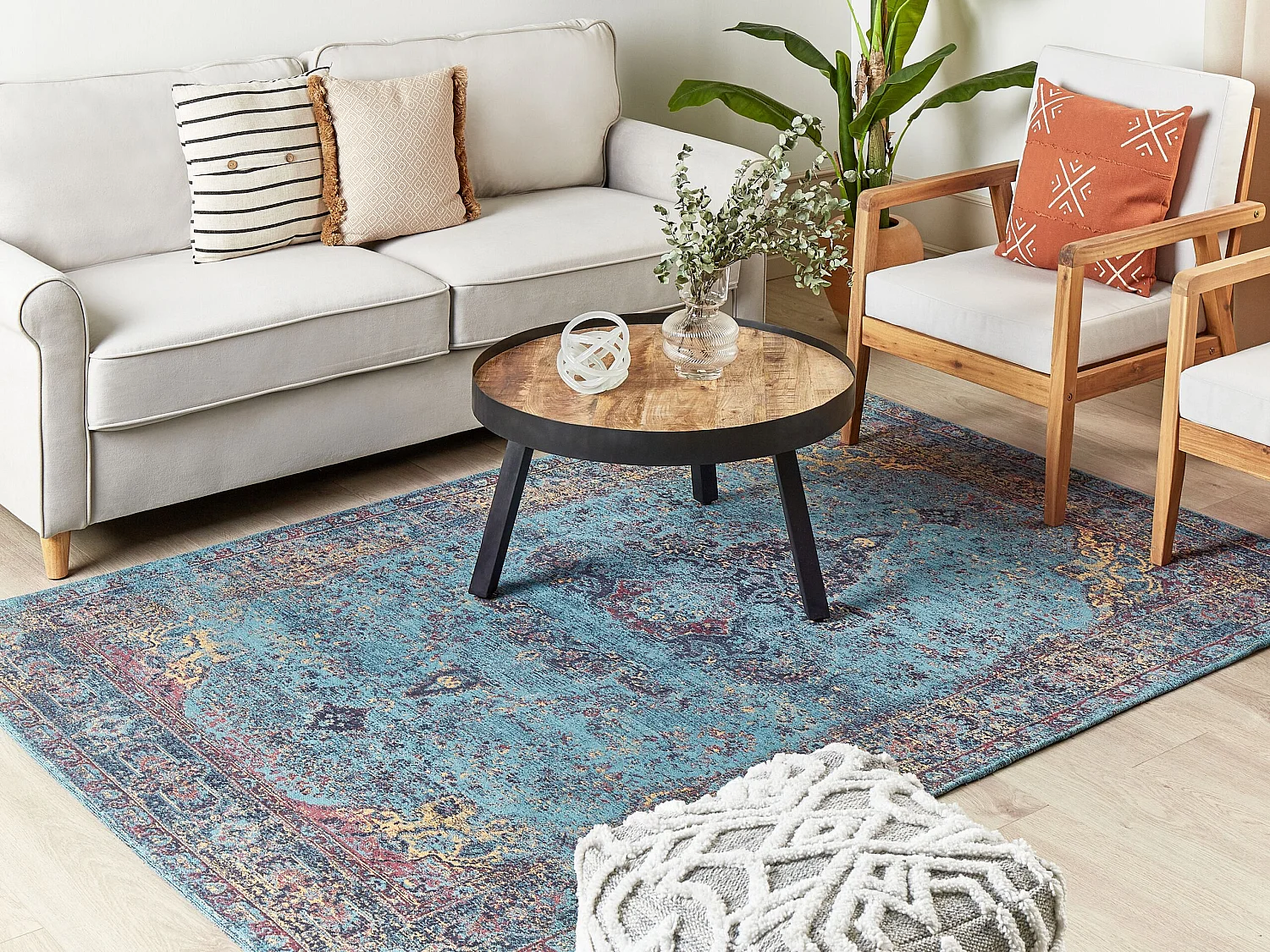 Tappeto cotone blu 160 x 230 cm KANSU