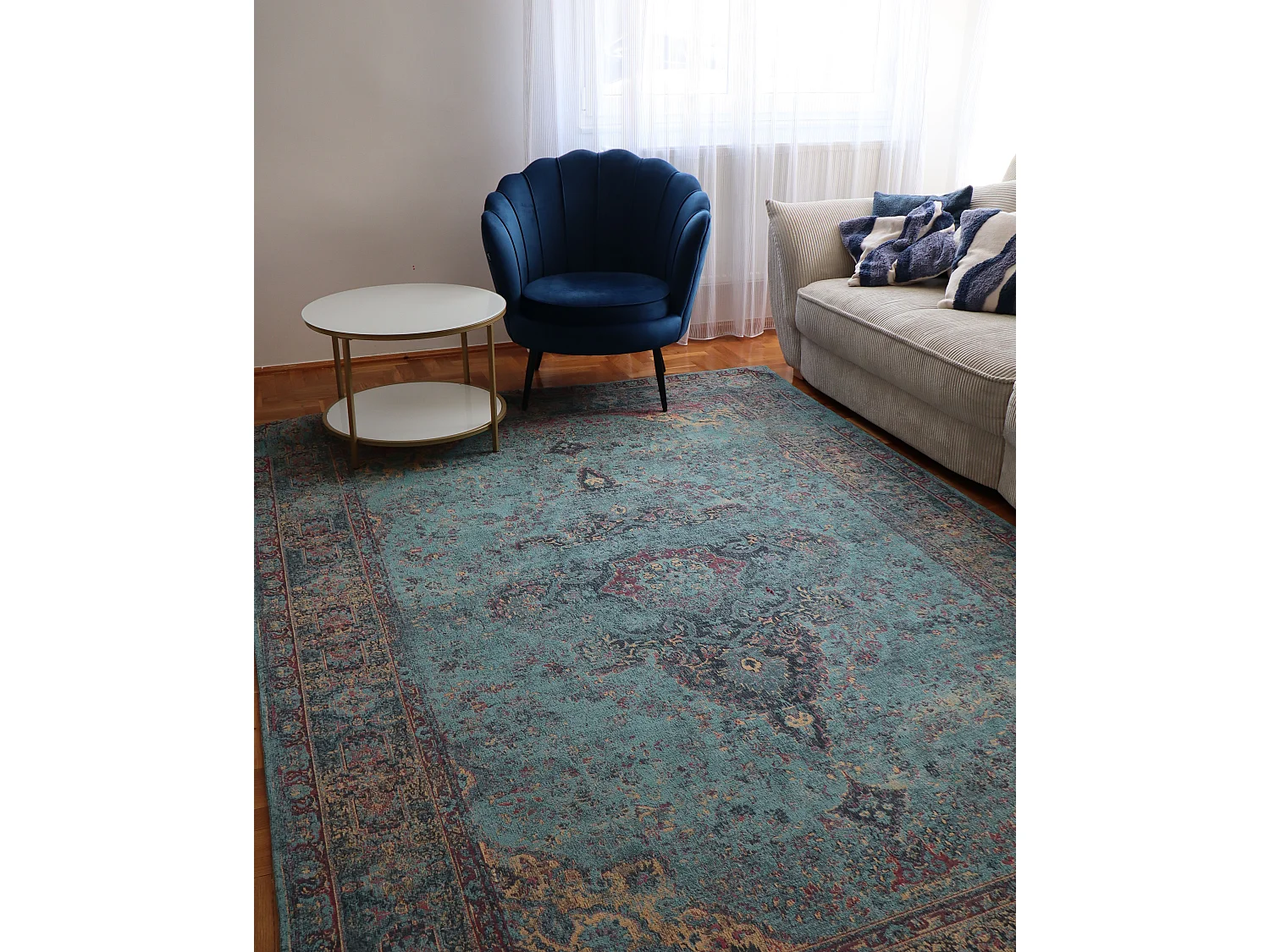 Tapis en coton bleu 160 x 230 cm KANSU