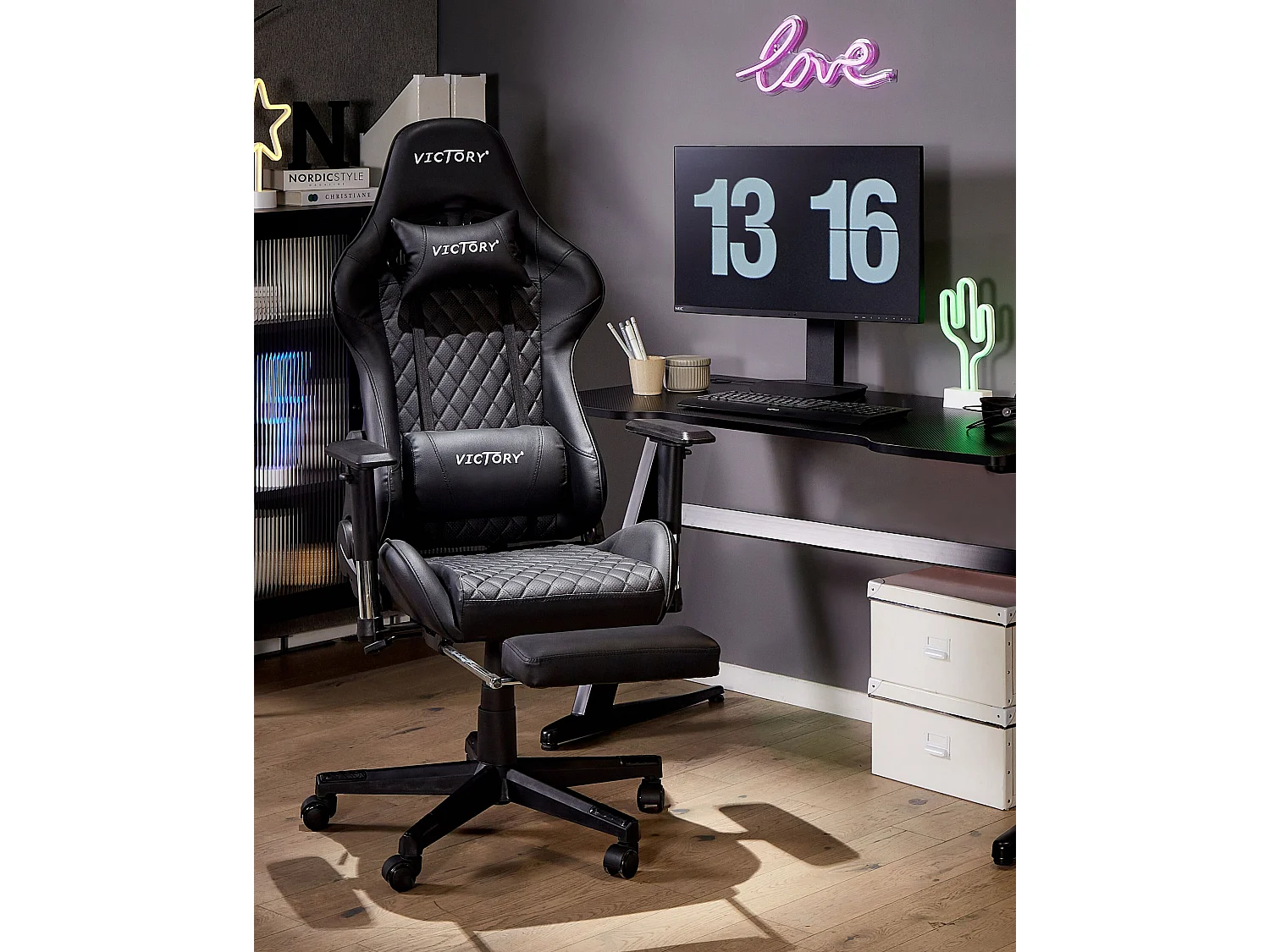 Siège de gaming VICTORY Cuir PU Noir