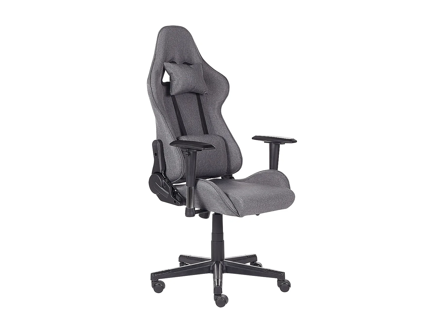 Ergonomischer Gaming-Stuhl Stoff Verstellbare Armlehnen Dunkelgrau Warrior