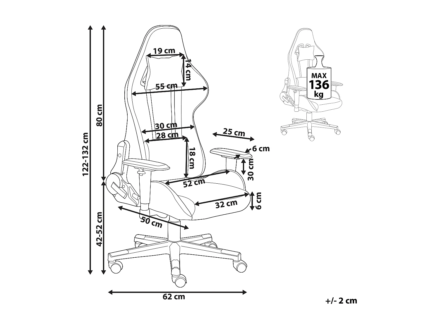 Ergonomischer Gaming-Stuhl Stoff Verstellbare Armlehnen Dunkelgrau Warrior