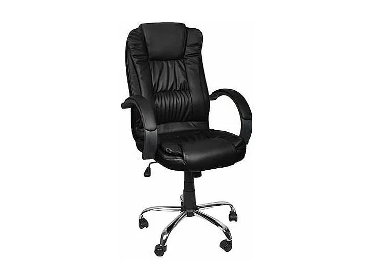 Bureaustoel van Zwart Eco-Leder met Hoge Hoofdsteun en Comfortabele Armleuningen