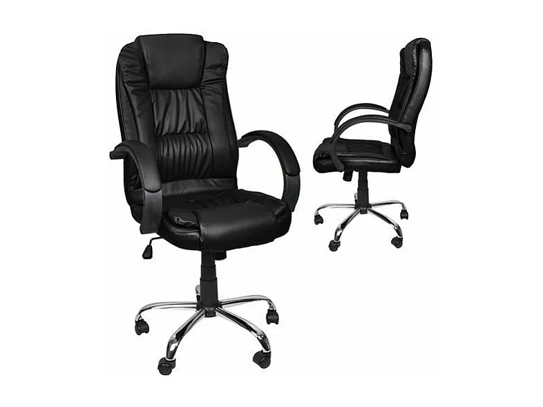 Bureaustoel van Zwart Eco-Leder met Hoge Hoofdsteun en Comfortabele Armleuningen