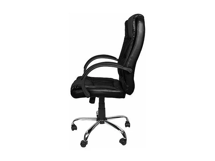 Bureaustoel van Zwart Eco-Leder met Hoge Hoofdsteun en Comfortabele Armleuningen