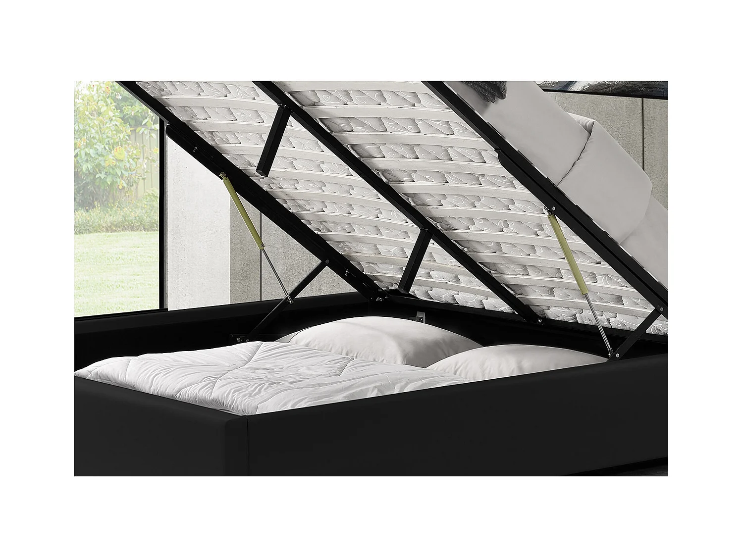 Cama negra con caja de almacenaje 160X200 KENNINGTON