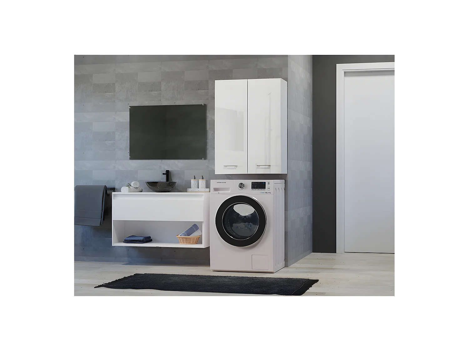 NELIO - Mobile bagno sospeso - Mobile bagno sospeso - Dimensioni 64x30x90 - Contenitore bagno