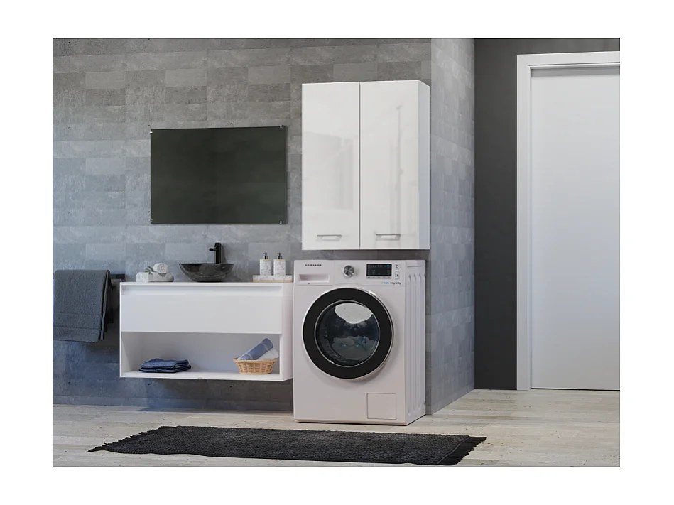 NELIO - Mobile bagno sospeso - Mobile bagno sospeso - Dimensioni 64x30x90 - Contenitore bagno