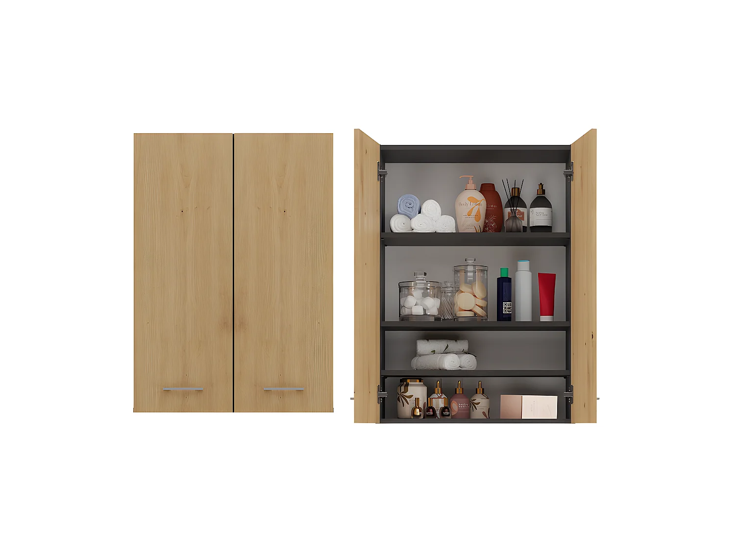 NELLIO - Mueble de baño de pared - Mueble de baño suspendido - Dimensiones 64x30x90 cm - Almacenamiento de baño