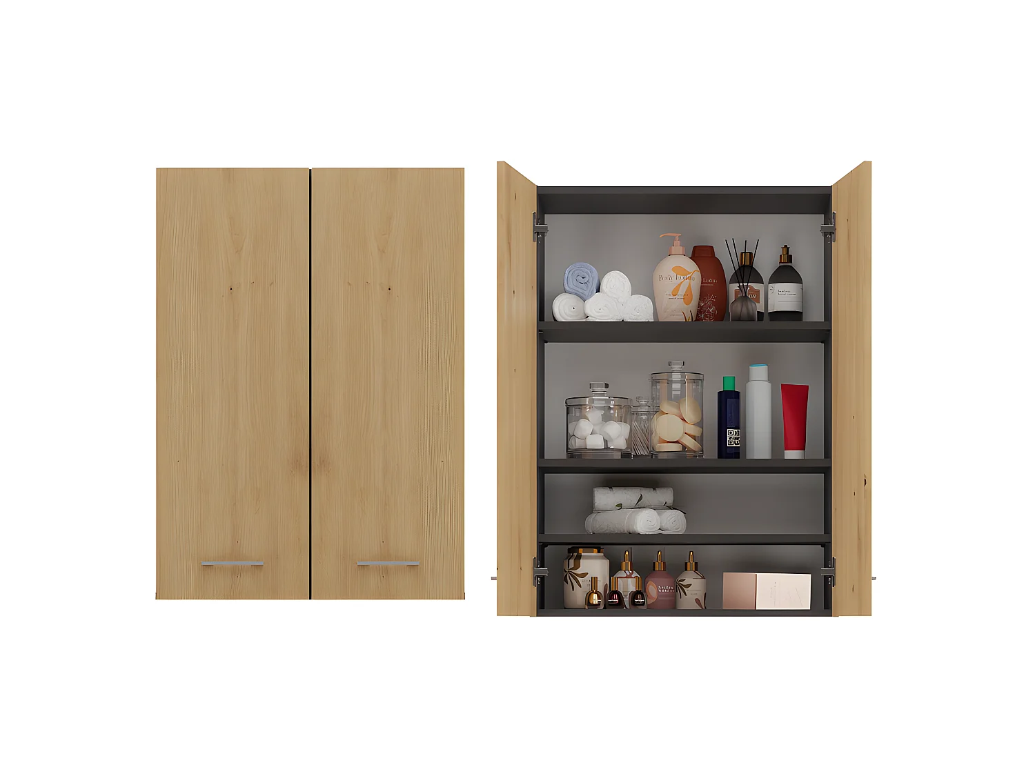 NELLIO - Armoire de toilette murale - Meuble SDB à suspendre - Dimensions 64x30x90 cm - Rangement Salle de bain