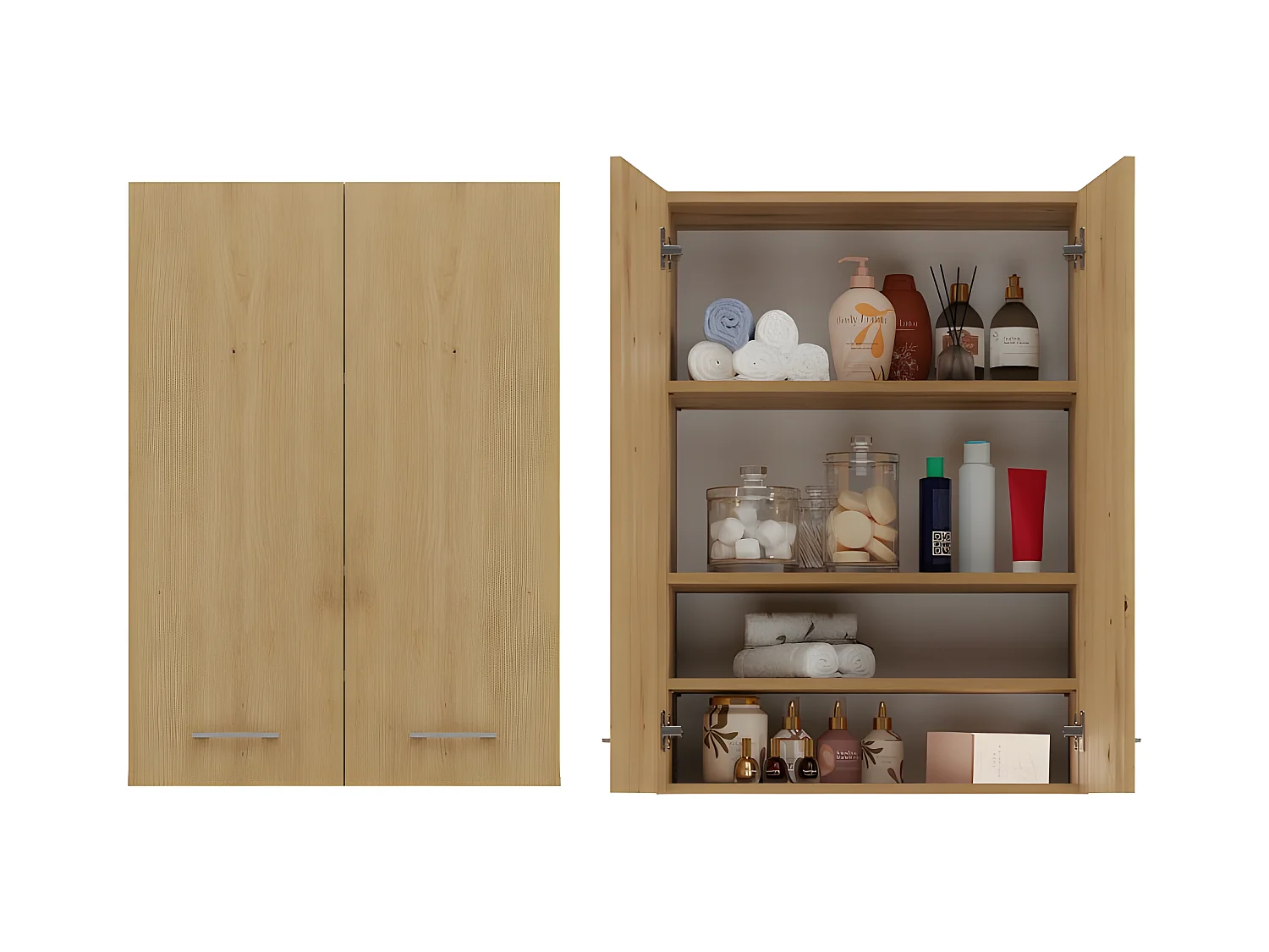 NELLIO - Mueble de baño de pared - Mueble de baño suspendido - Dimensiones 64x30x90 cm - Almacenamiento de baño