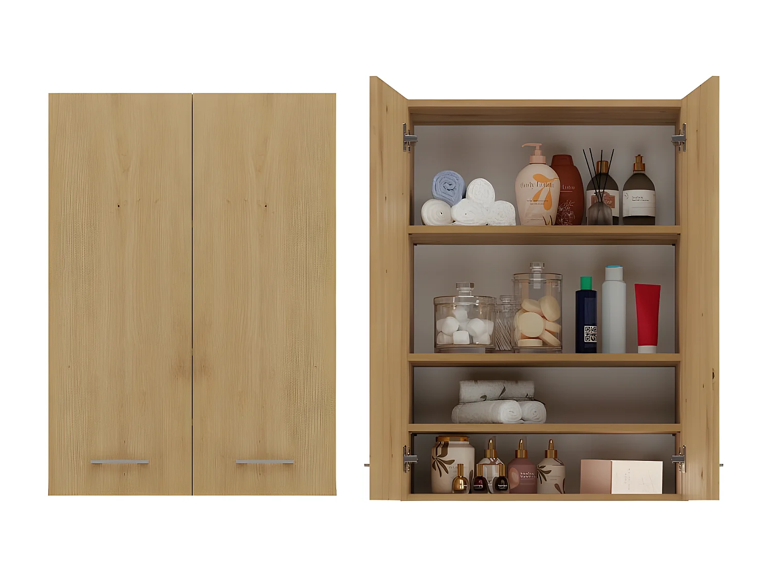 NELLIO - Mueble de baño de pared - Mueble de baño suspendido - Dimensiones 64x30x90 cm - Almacenamiento de baño