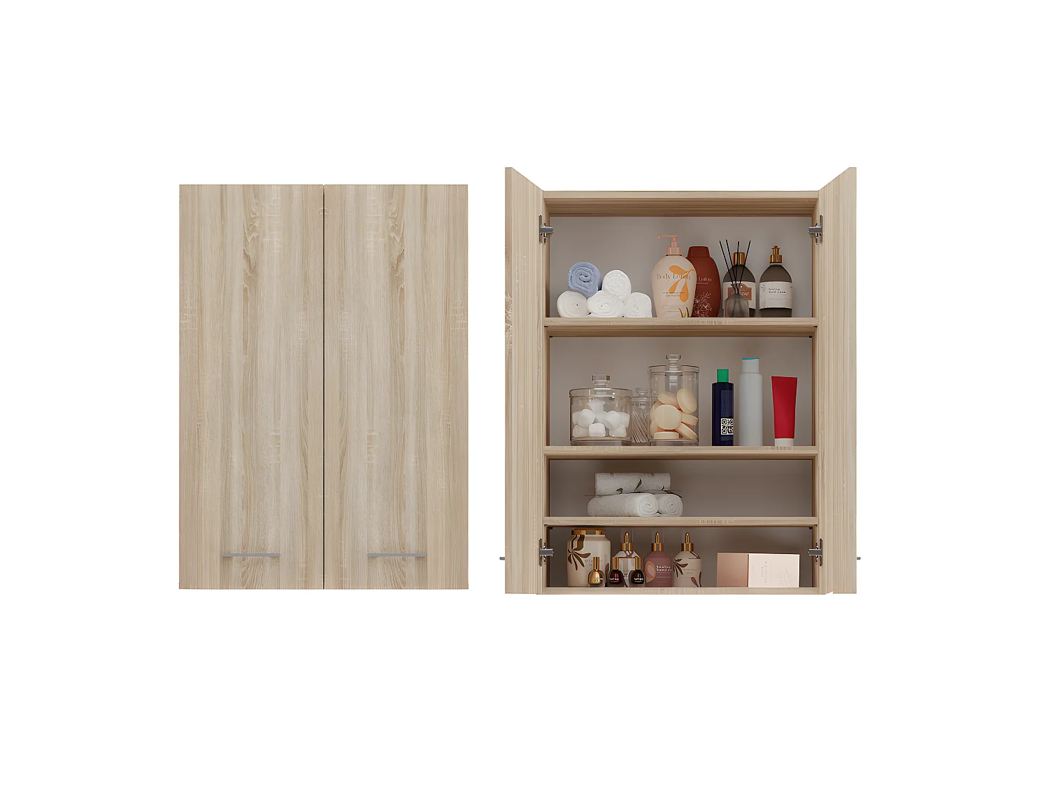 NELLIO - Mueble de baño de pared - Mueble de baño suspendido - Dimensiones 64x30x90 cm - Almacenamiento de baño
