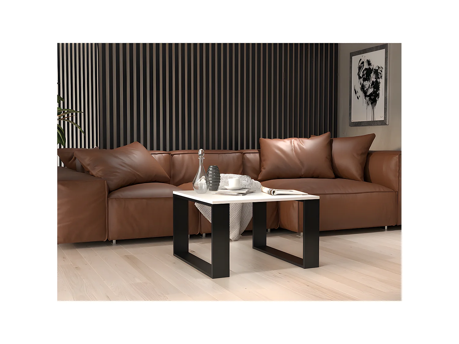 ALADA - Table basse carrée style industriel - 67x67x40 cm - Table à café