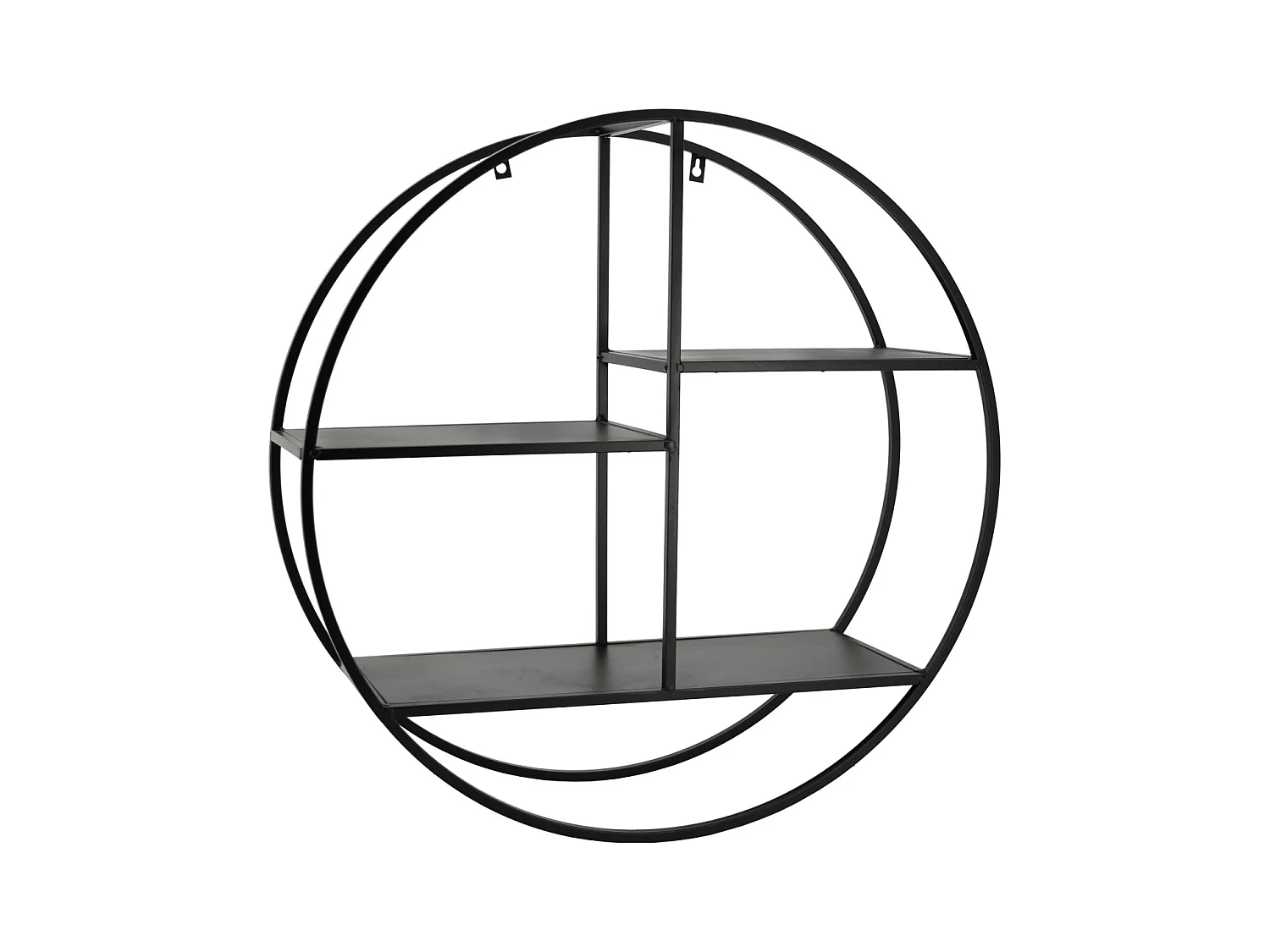 Étagère murale ronde en métal laqué noir