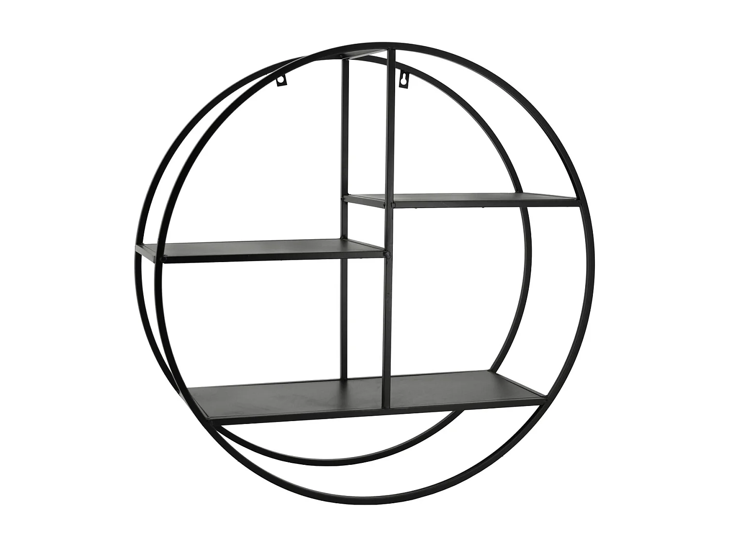 Étagère murale ronde en métal laqué noir
